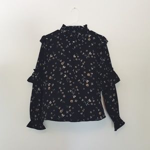 Floral Patterned Bow Tie Blouse